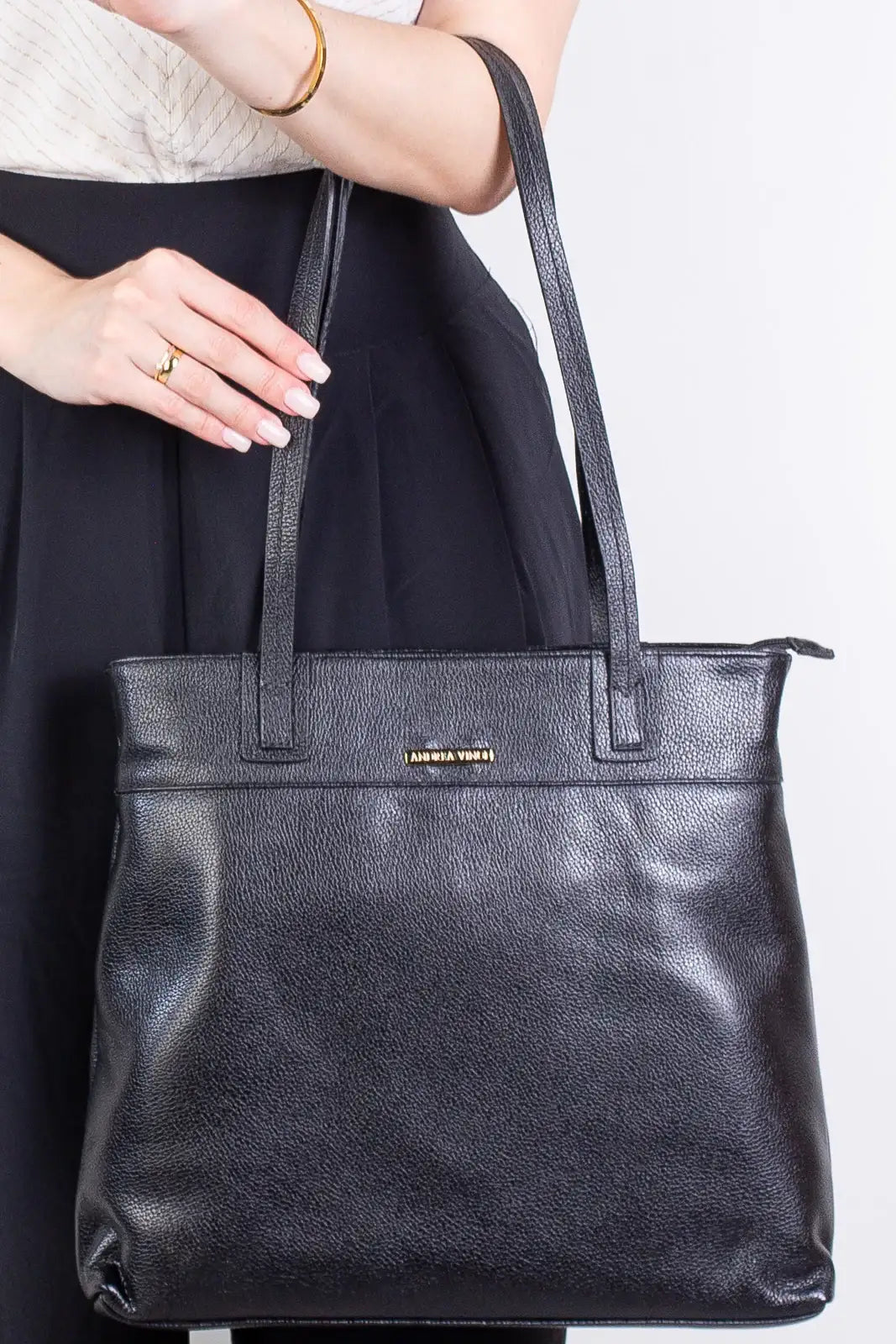 Bolsa de couro liso Abigail - Enluaze