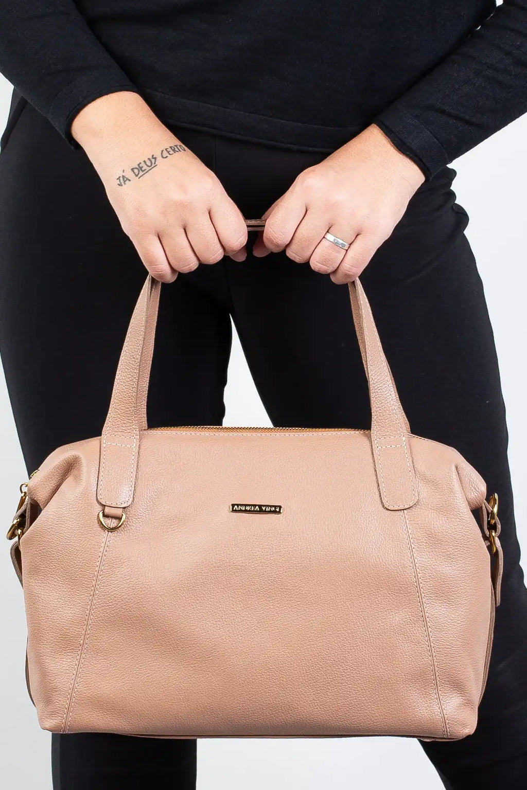 Bolsa de couro liso grande Aurora - Enluaze