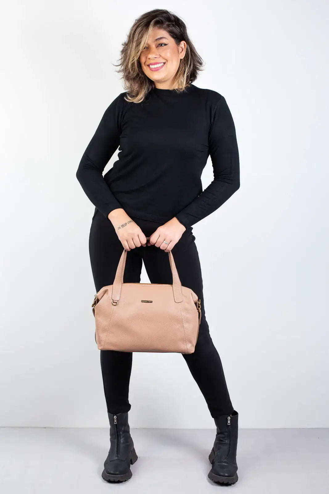 Bolsa de couro liso grande Aurora - Enluaze