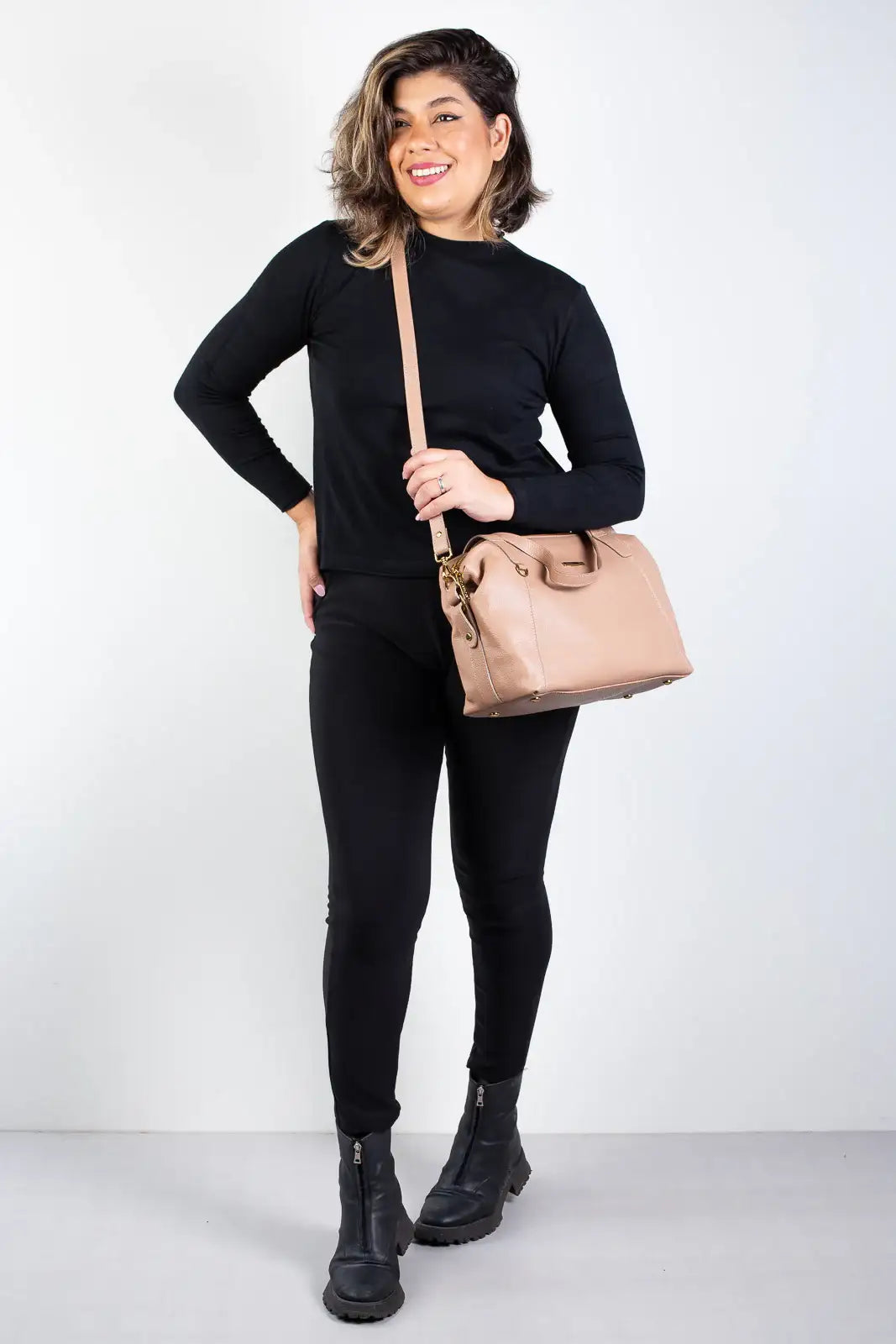 Bolsa de couro liso grande Aurora - Enluaze