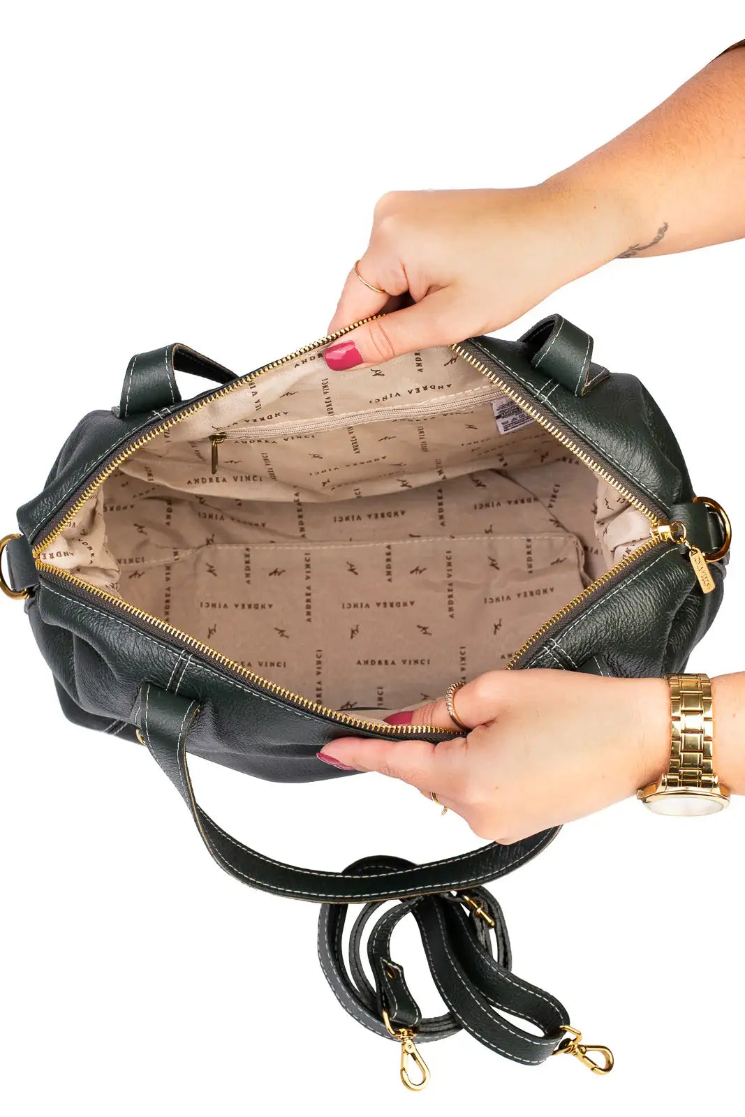 Bolsa de couro liso grande Aurora - Enluaze