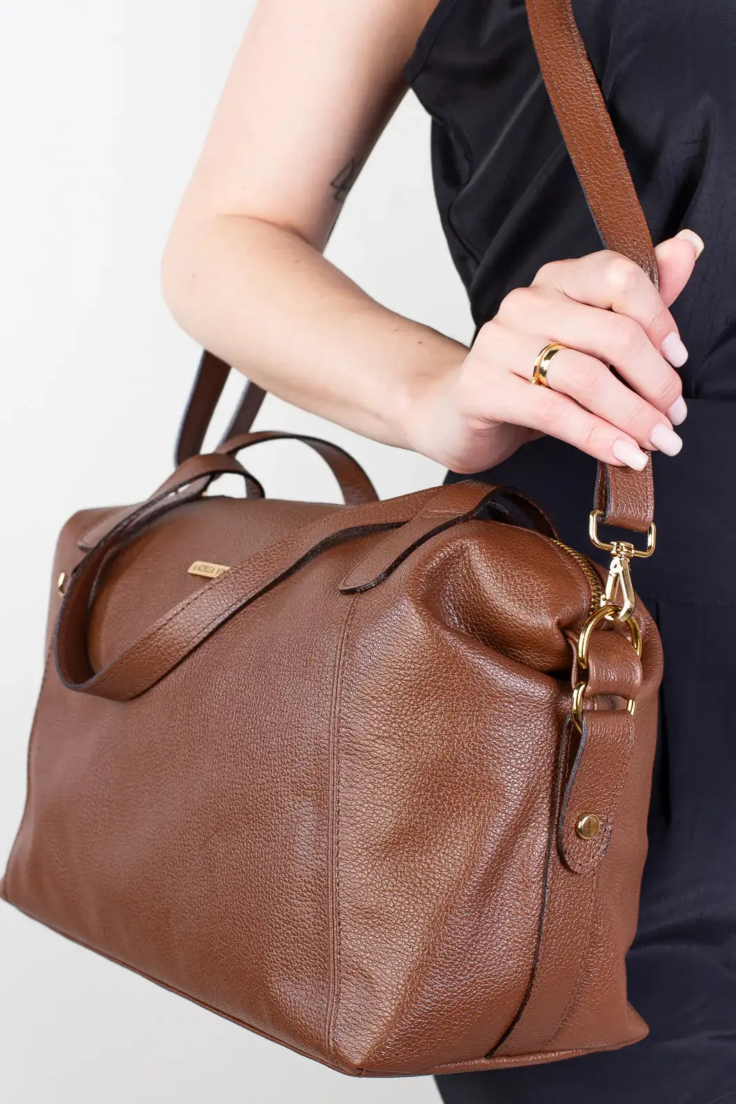 Bolsa de couro liso grande Aurora - Enluaze