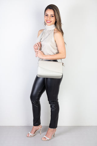 Bolsa tiracolo de couro croco com tampa Rose