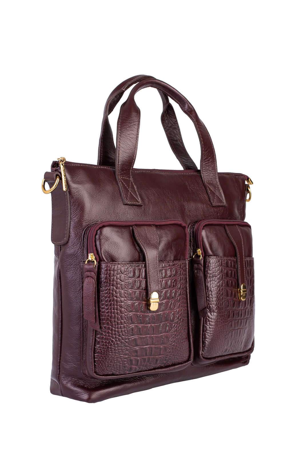 Bolsa/Pasta para notebook de couro croco Jaque - Enluaze