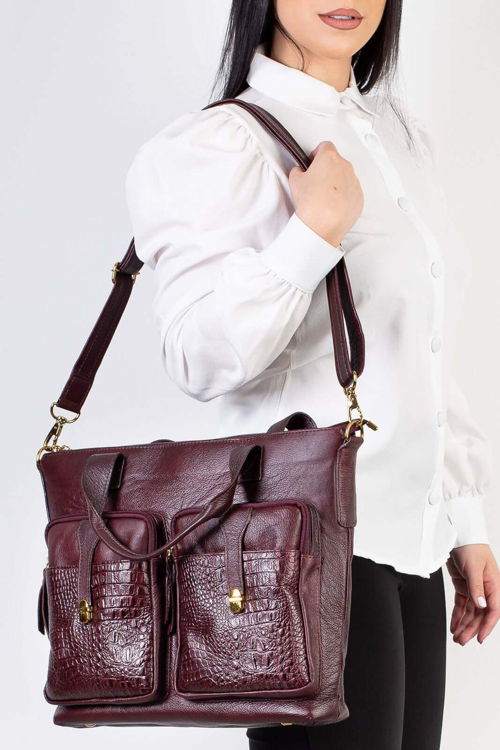 Bolsa/Pasta para notebook de couro croco Jaque - Enluaze