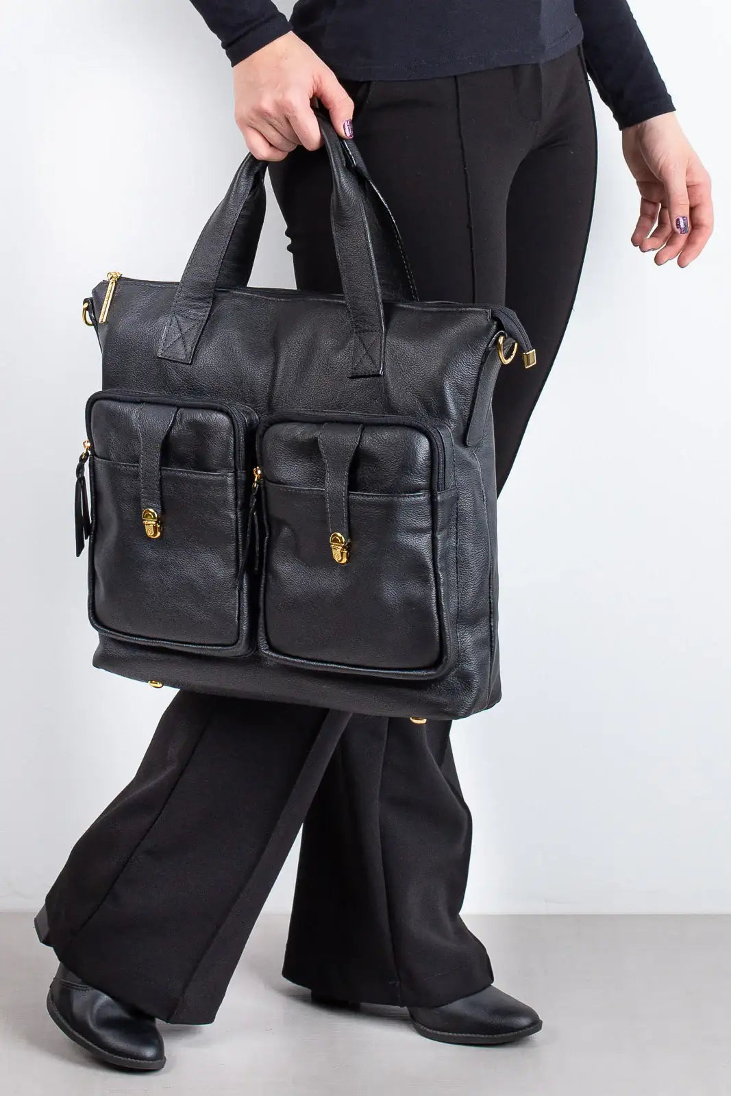 Bolsa/Pasta para notebook de couro liso Jaque - Enluaze