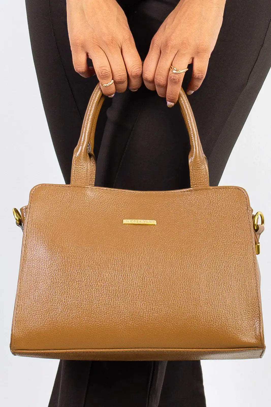 Bolsa de couro liso estruturada Emili - Enluaze