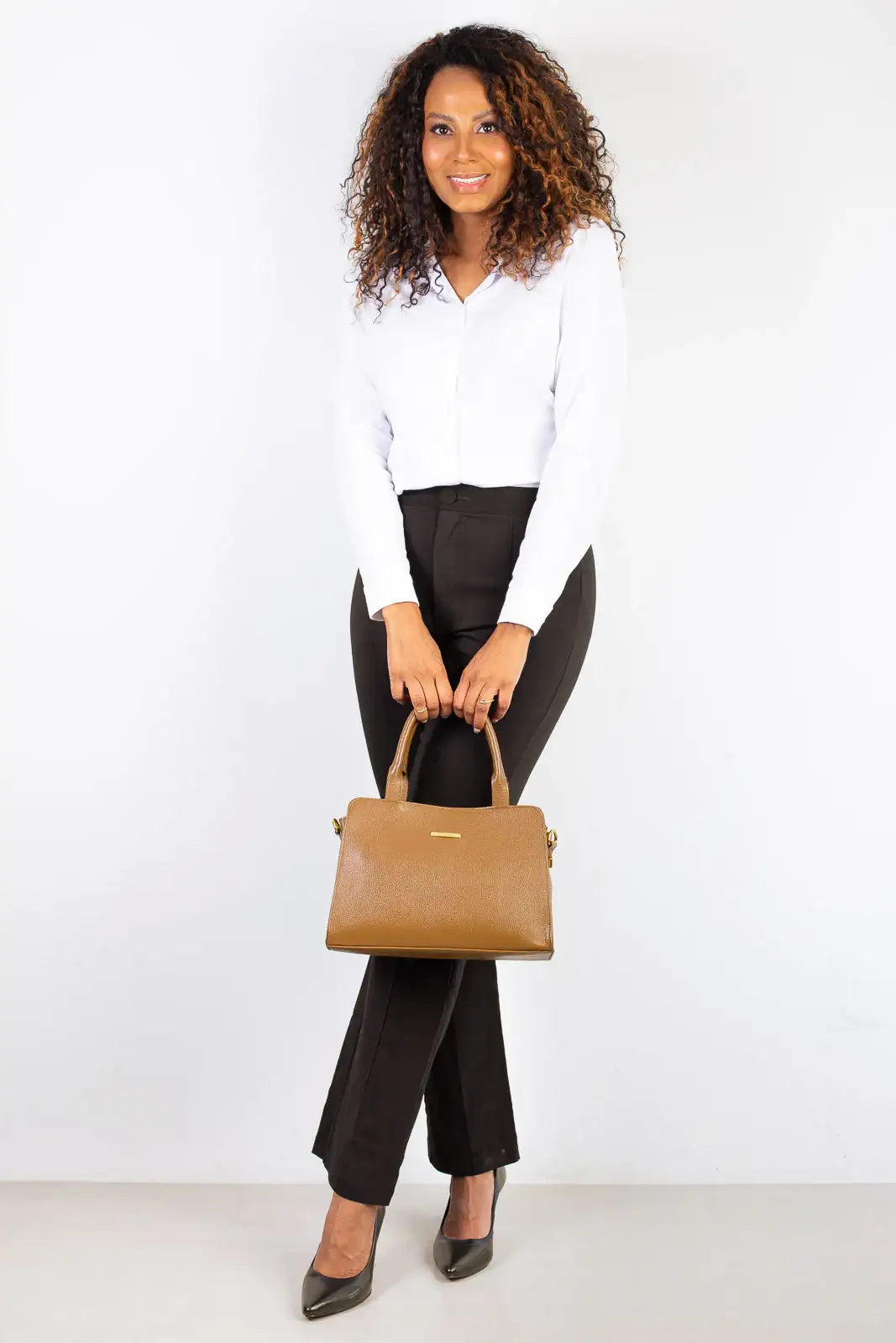 Bolsa de couro liso estruturada Emili - Enluaze