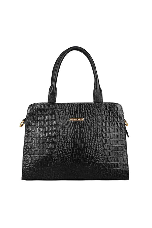 Bolsa de couro croco estruturada Emili - Enluaze