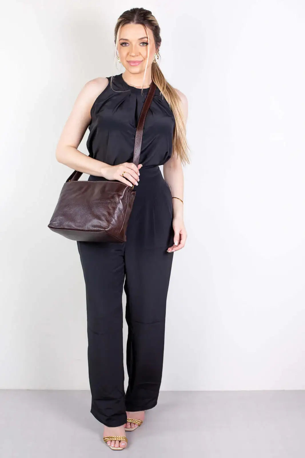 Bolsa de couro liso Evelyn - Enluaze