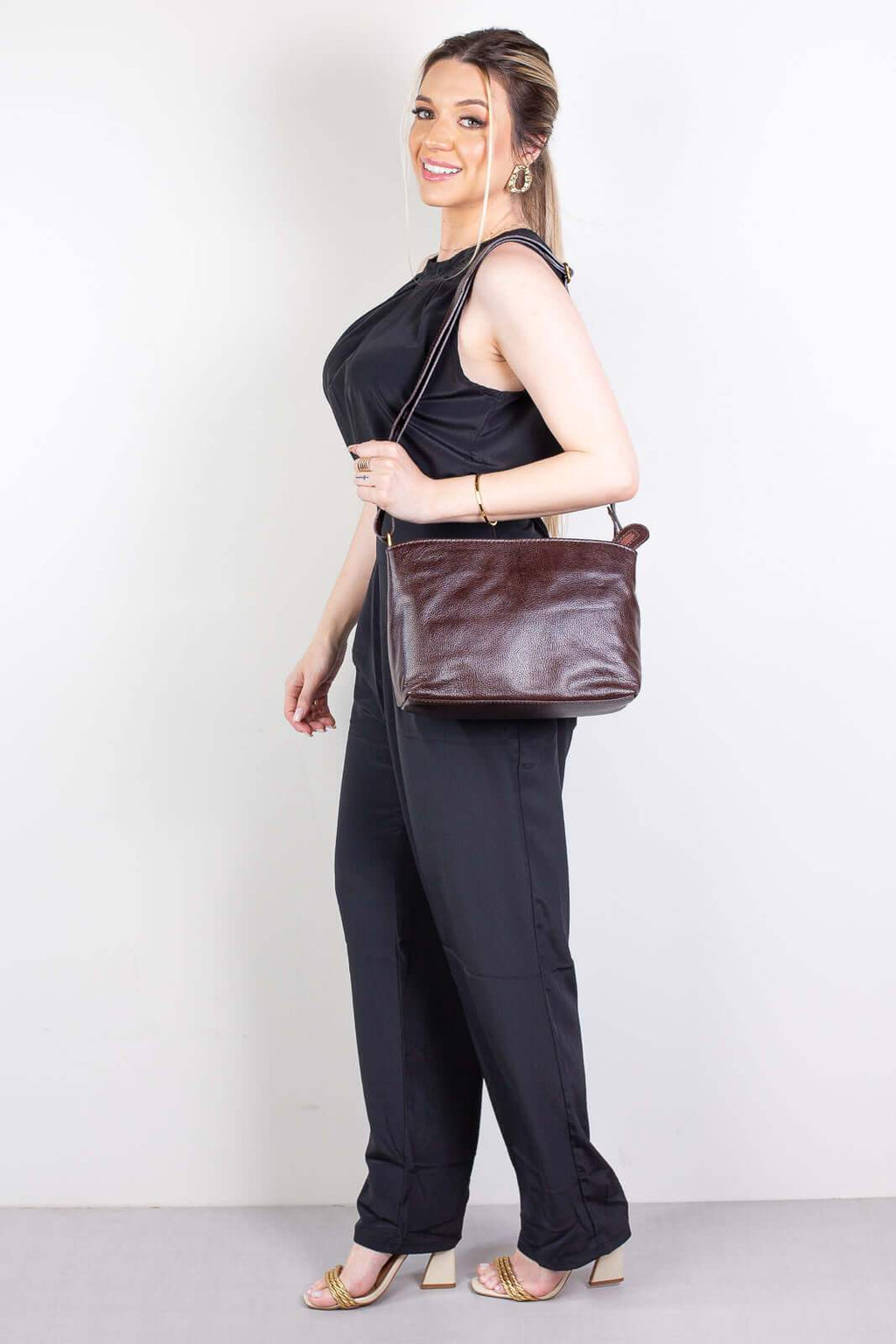 Bolsa de couro liso Evelyn - Enluaze