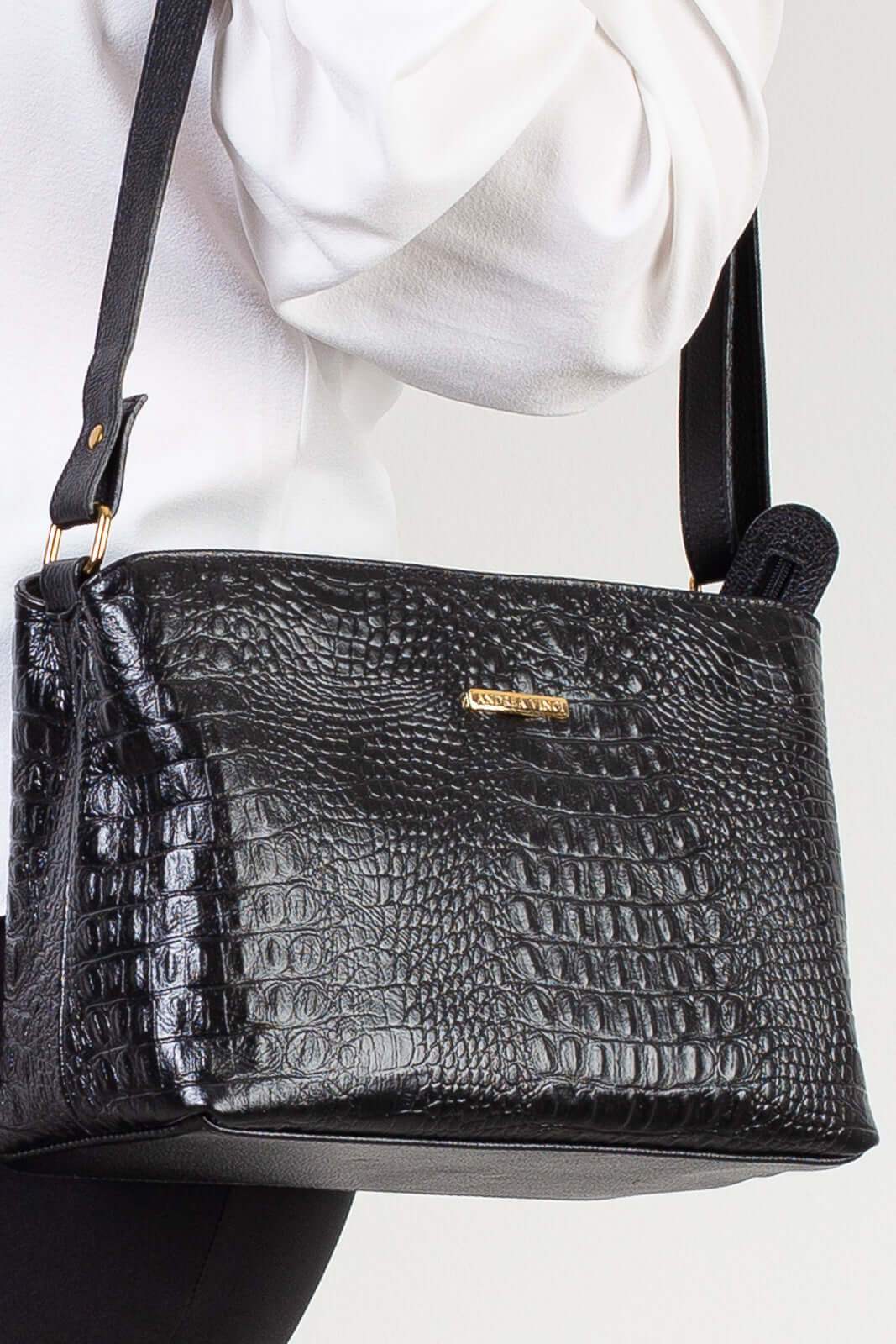 Bolsa de couro croco Evelyn - Enluaze