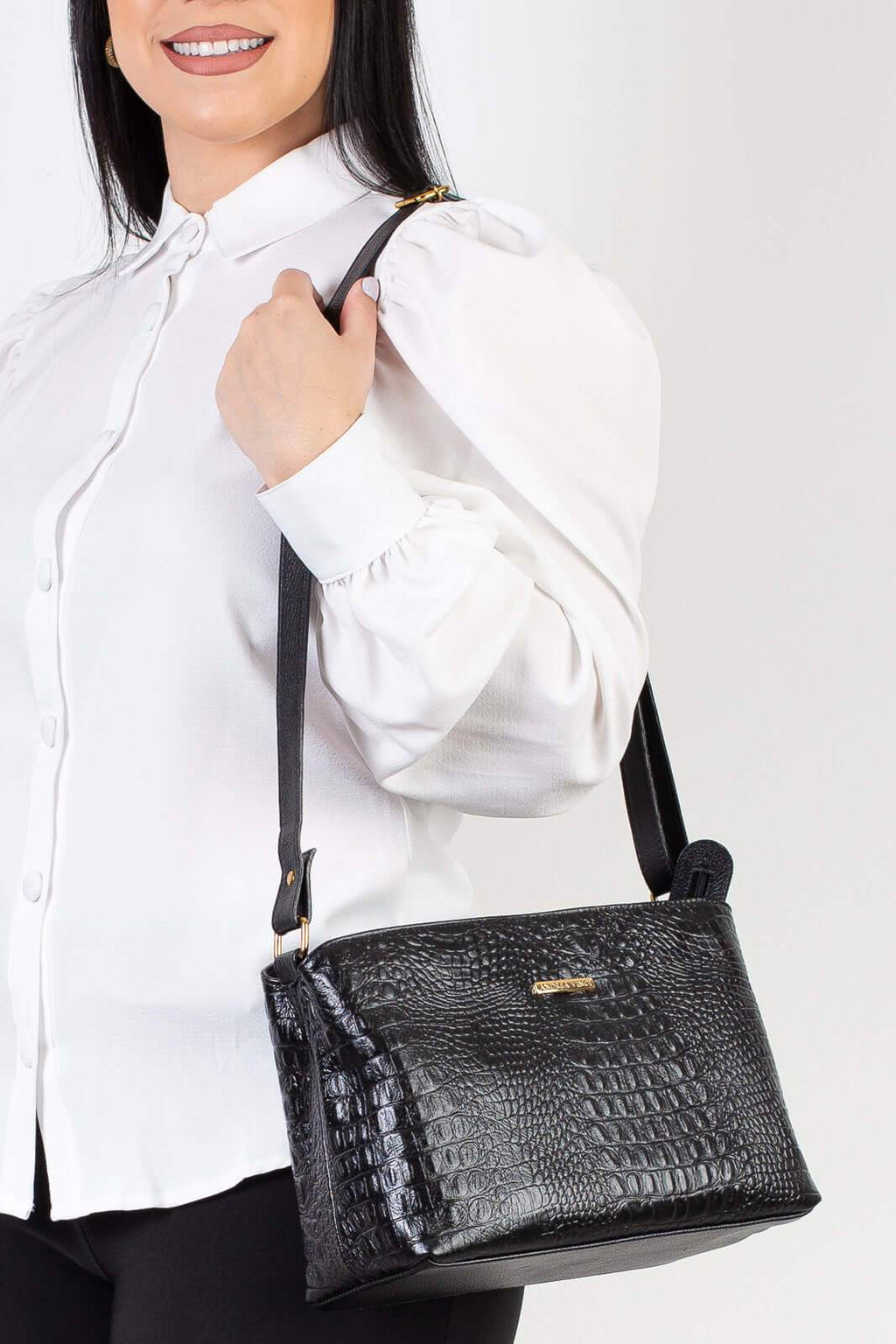 Bolsa de couro croco Evelyn - Enluaze