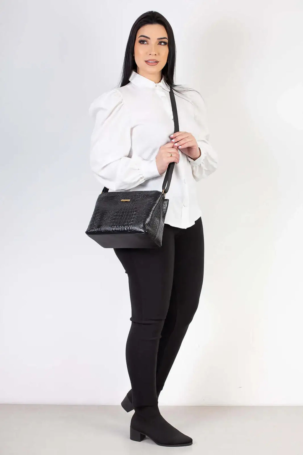 Bolsa de couro croco Evelyn - Enluaze