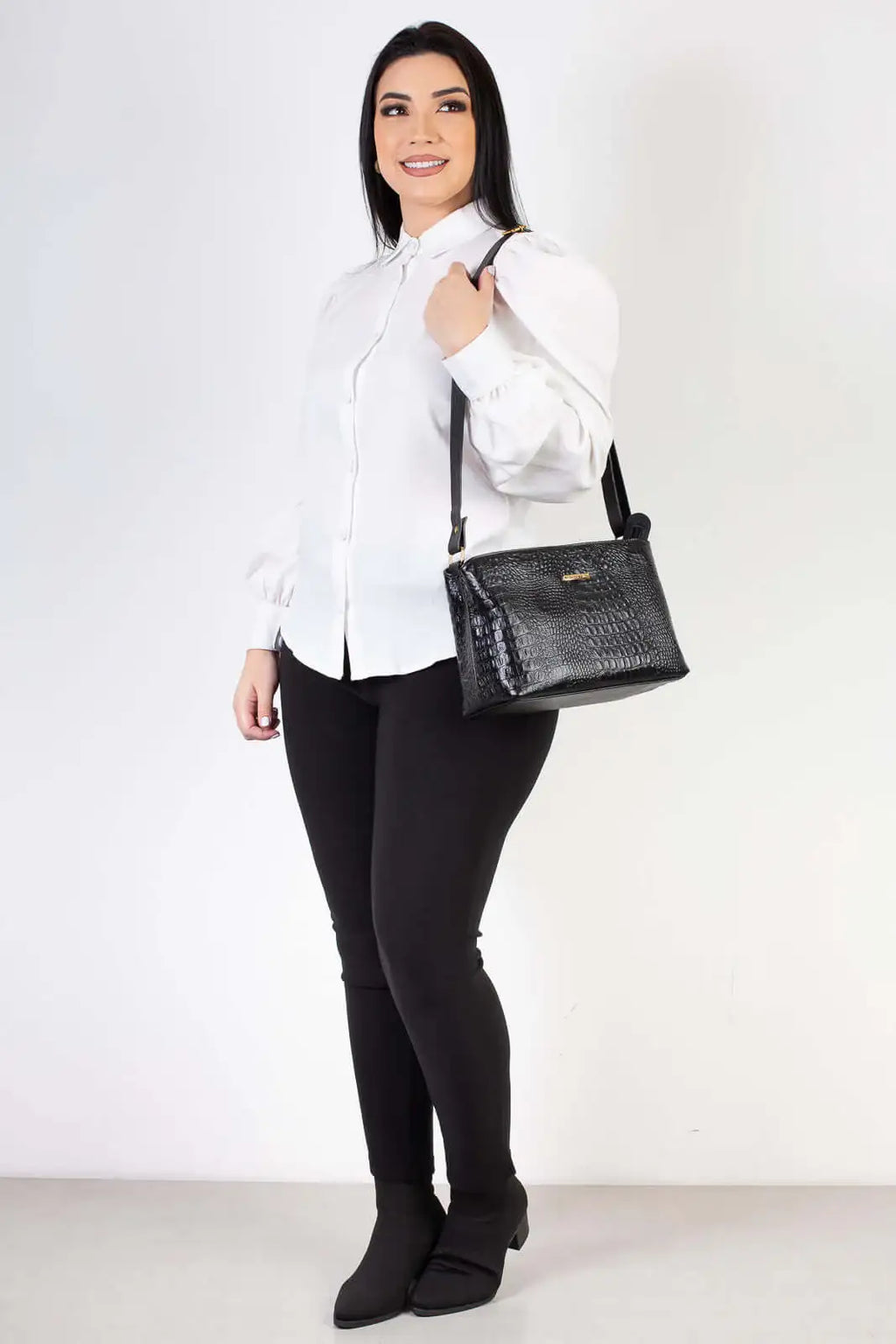 Bolsa de couro croco Evelyn - Enluaze