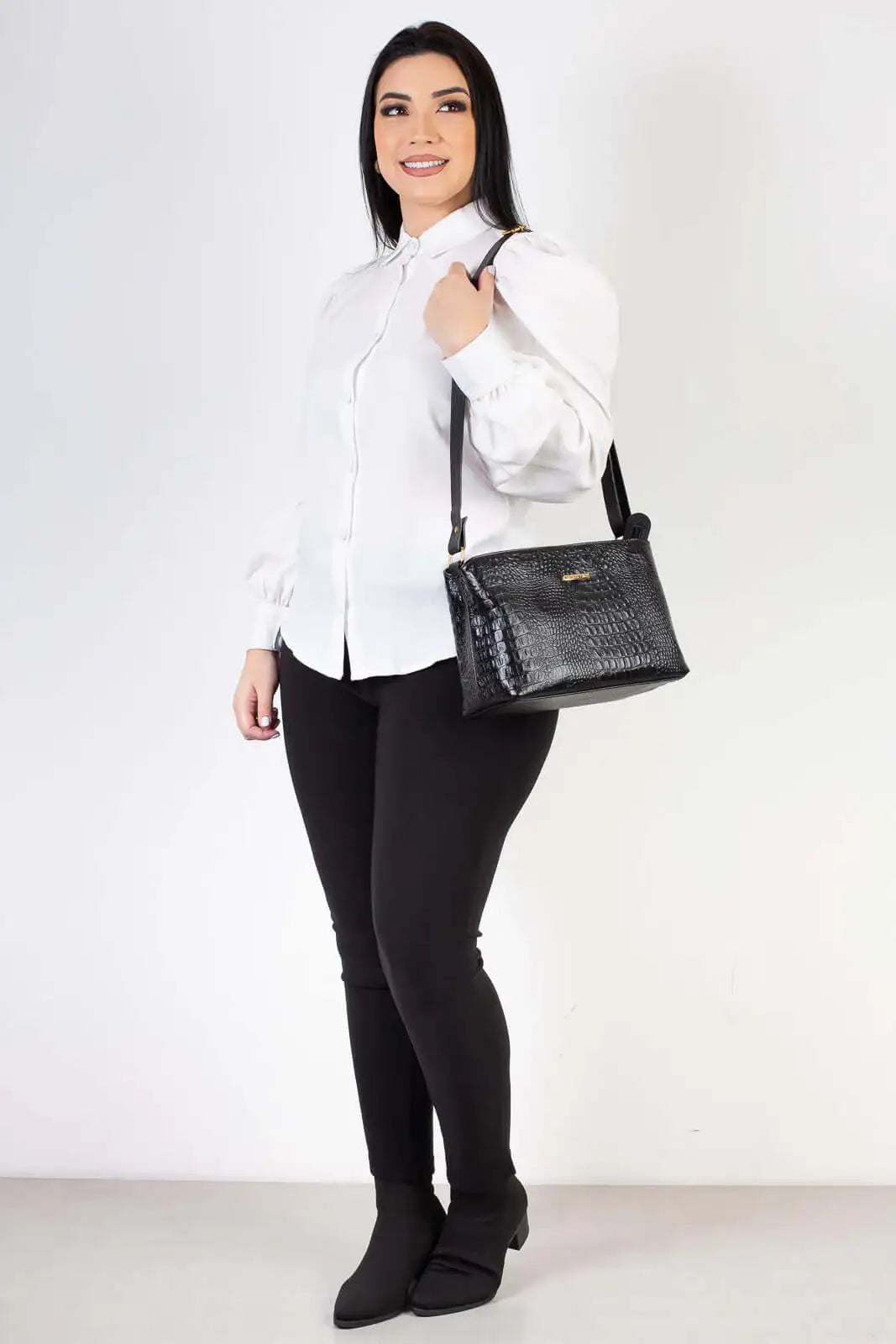 Bolsa de couro croco Evelyn - Enluaze