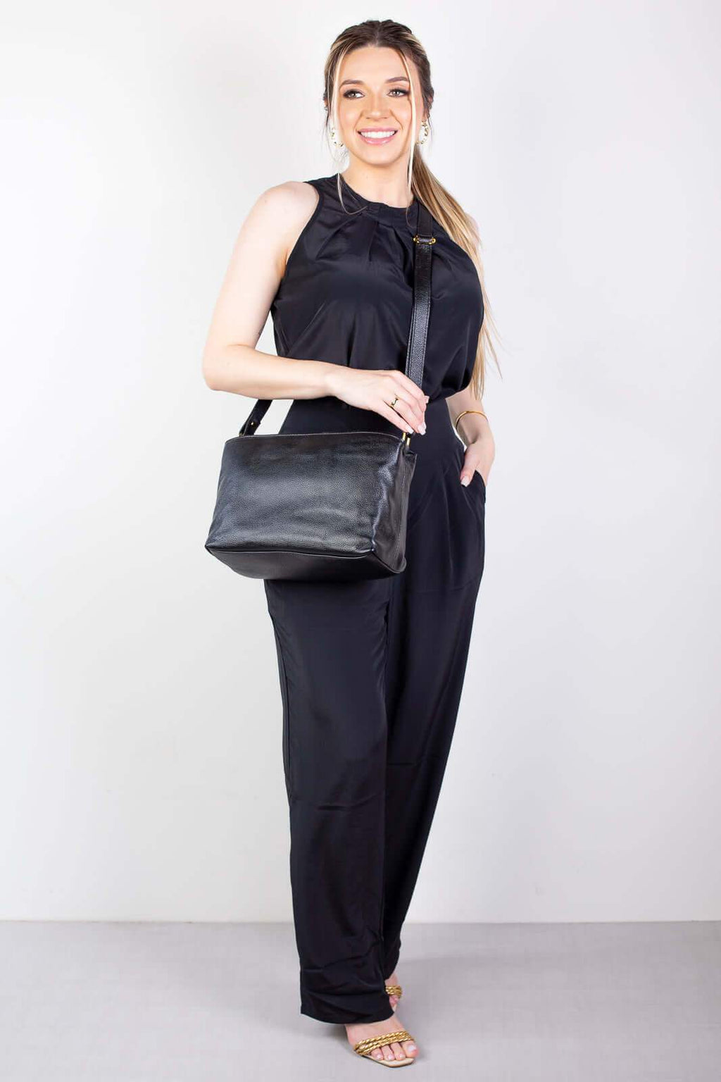 Bolsa de couro liso Evelyn - Enluaze