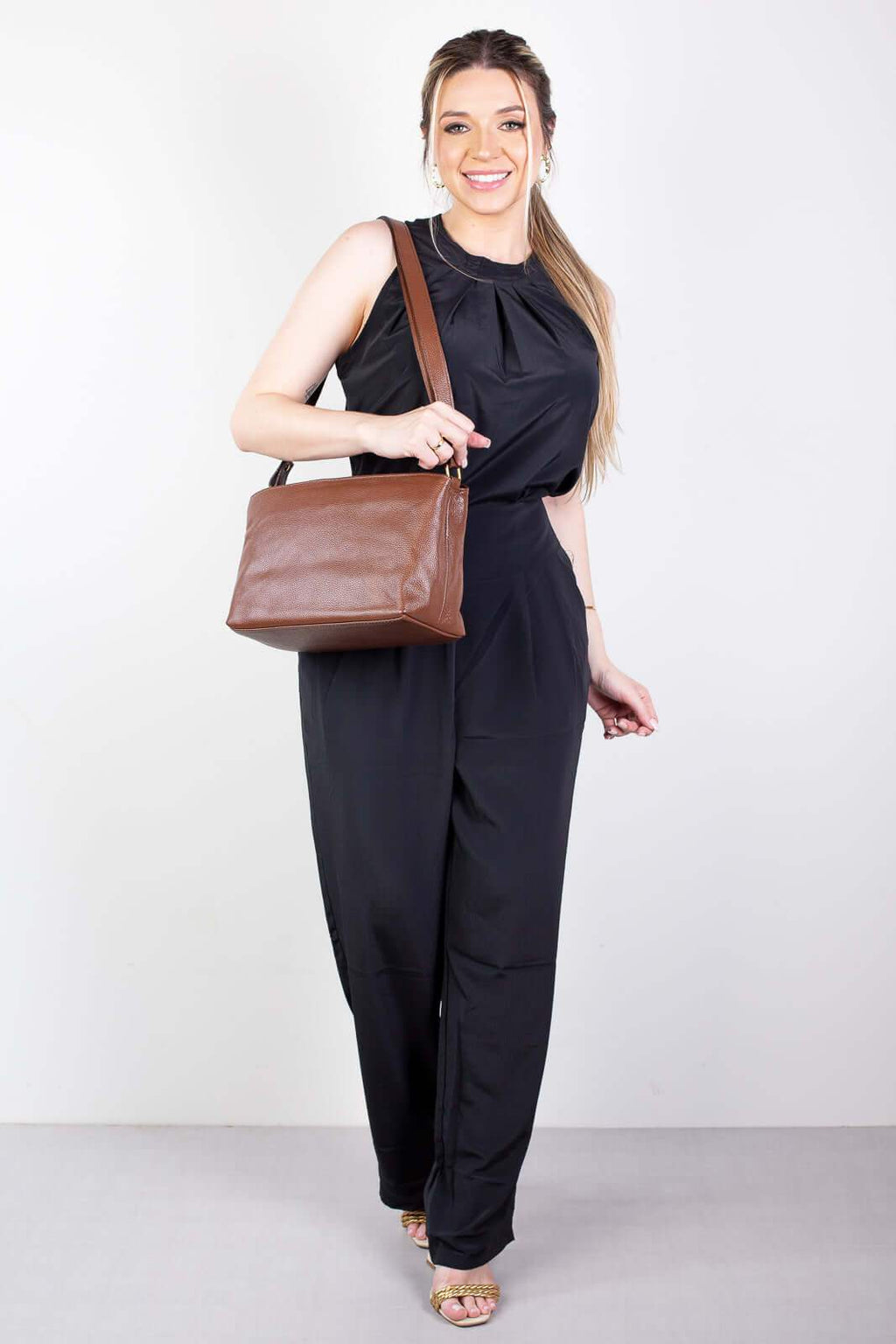 Bolsa de couro liso Evelyn - Enluaze