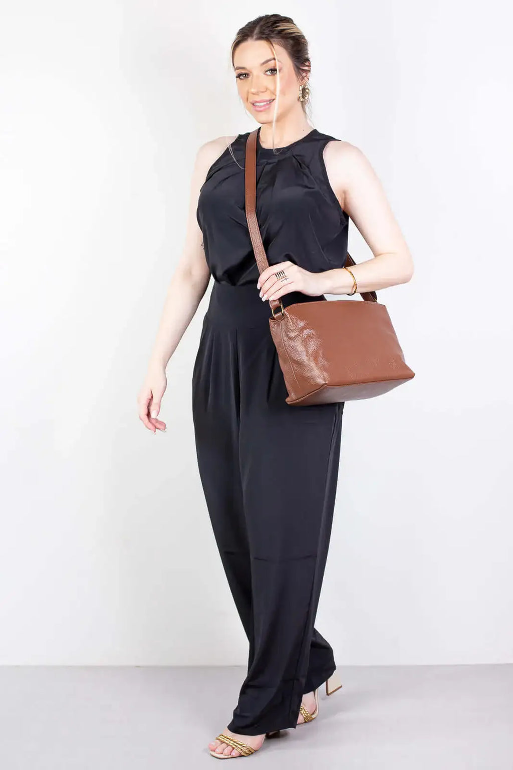 Bolsa de couro liso Evelyn - Enluaze