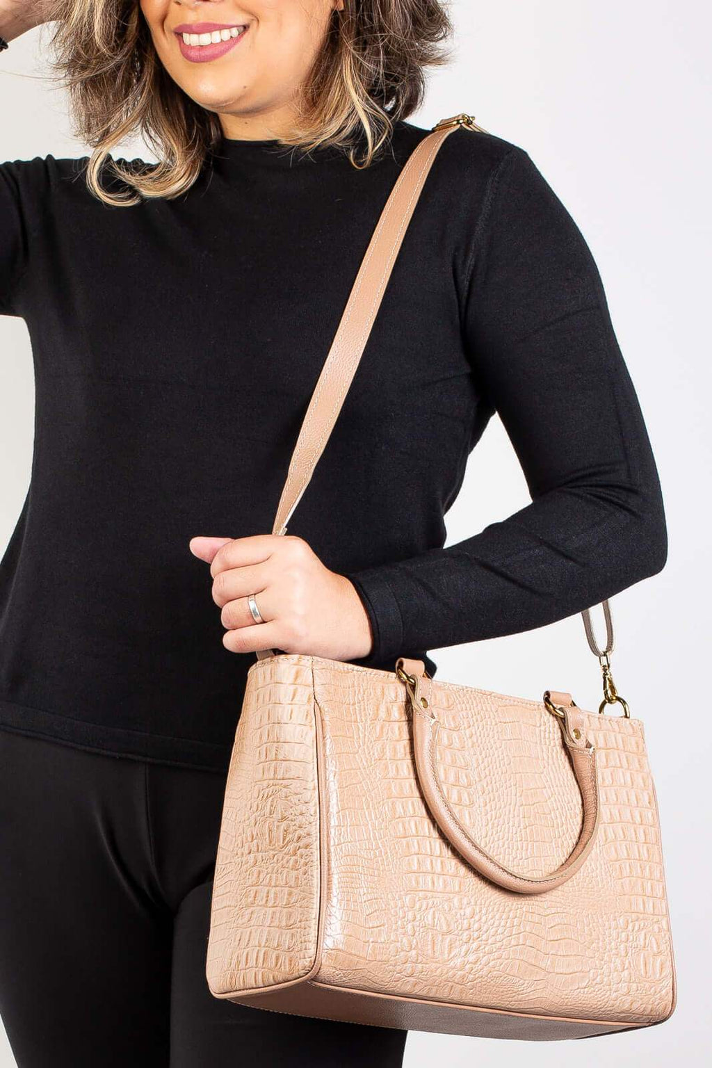 Bolsa feminina de couro croco Eliza - Enluaze