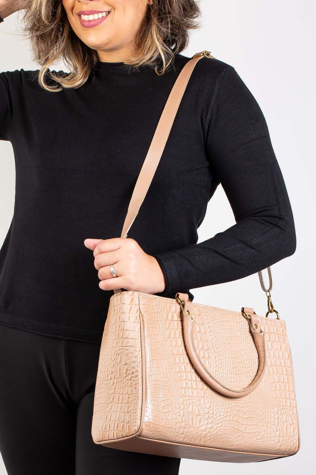 Bolsa feminina de couro croco Eliza - Enluaze