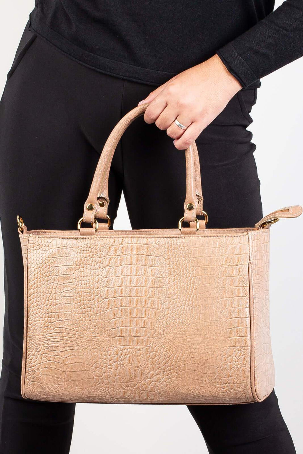 Bolsa feminina de couro croco Eliza - Enluaze