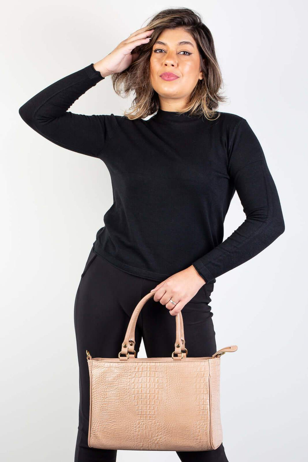 Bolsa feminina de couro croco Eliza - Enluaze