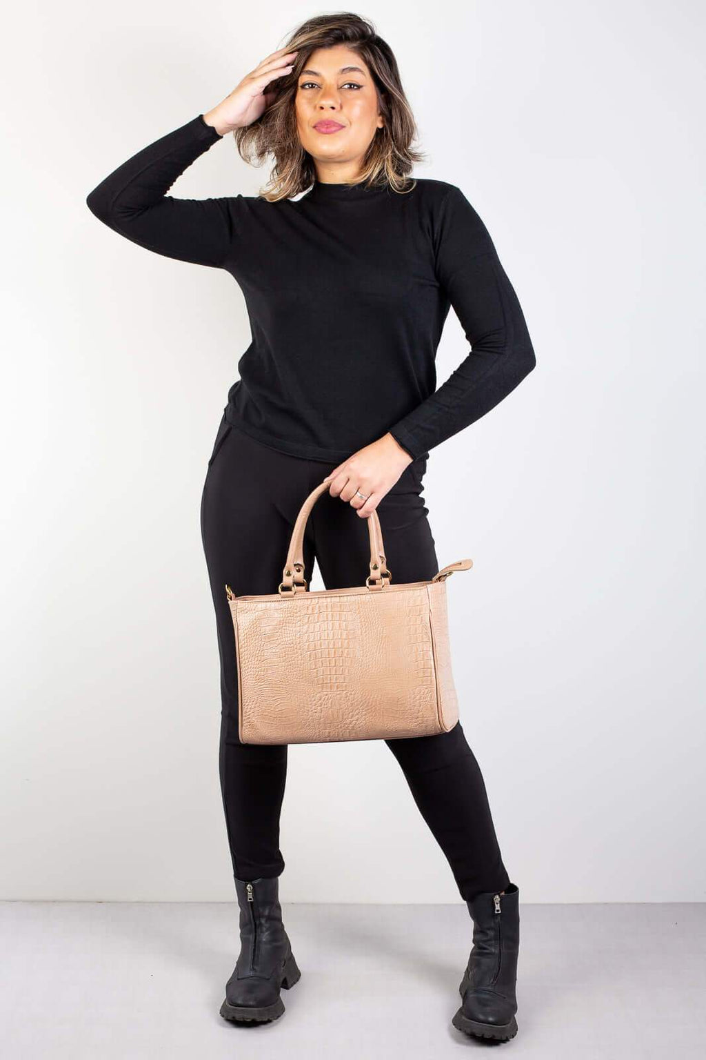 Bolsa feminina de couro croco Eliza - Enluaze