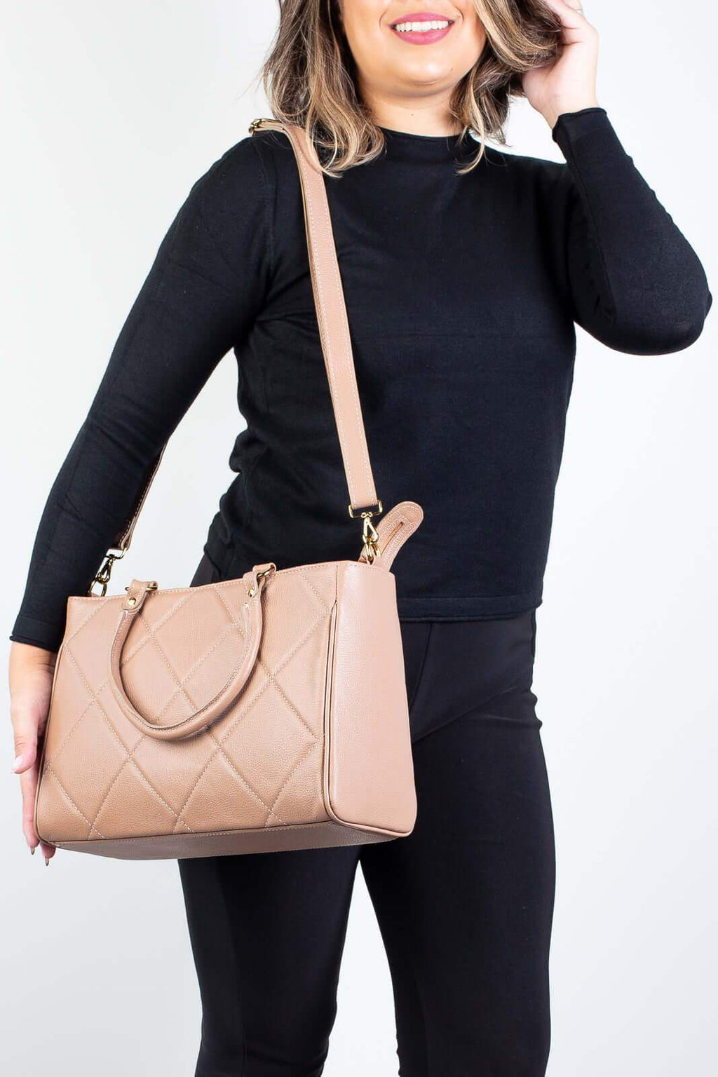 Bolsa feminina de couro liso Eliza - Enluaze