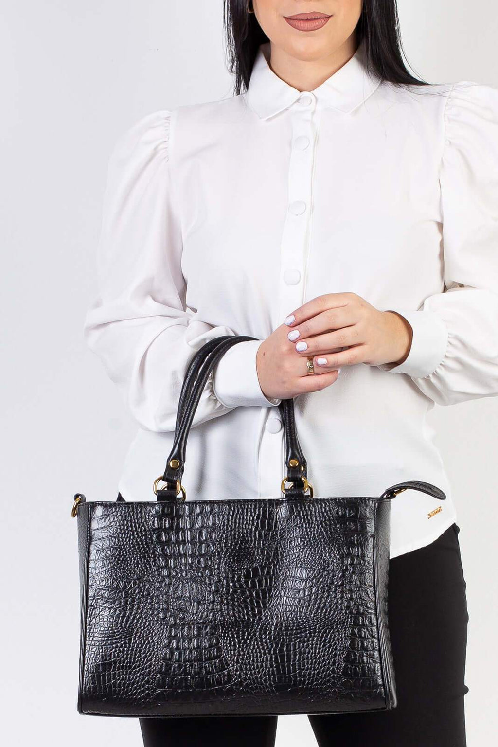 Bolsa feminina de couro croco Eliza - Enluaze