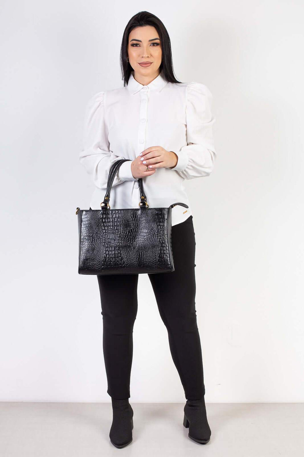 Bolsa feminina de couro croco Eliza - Enluaze