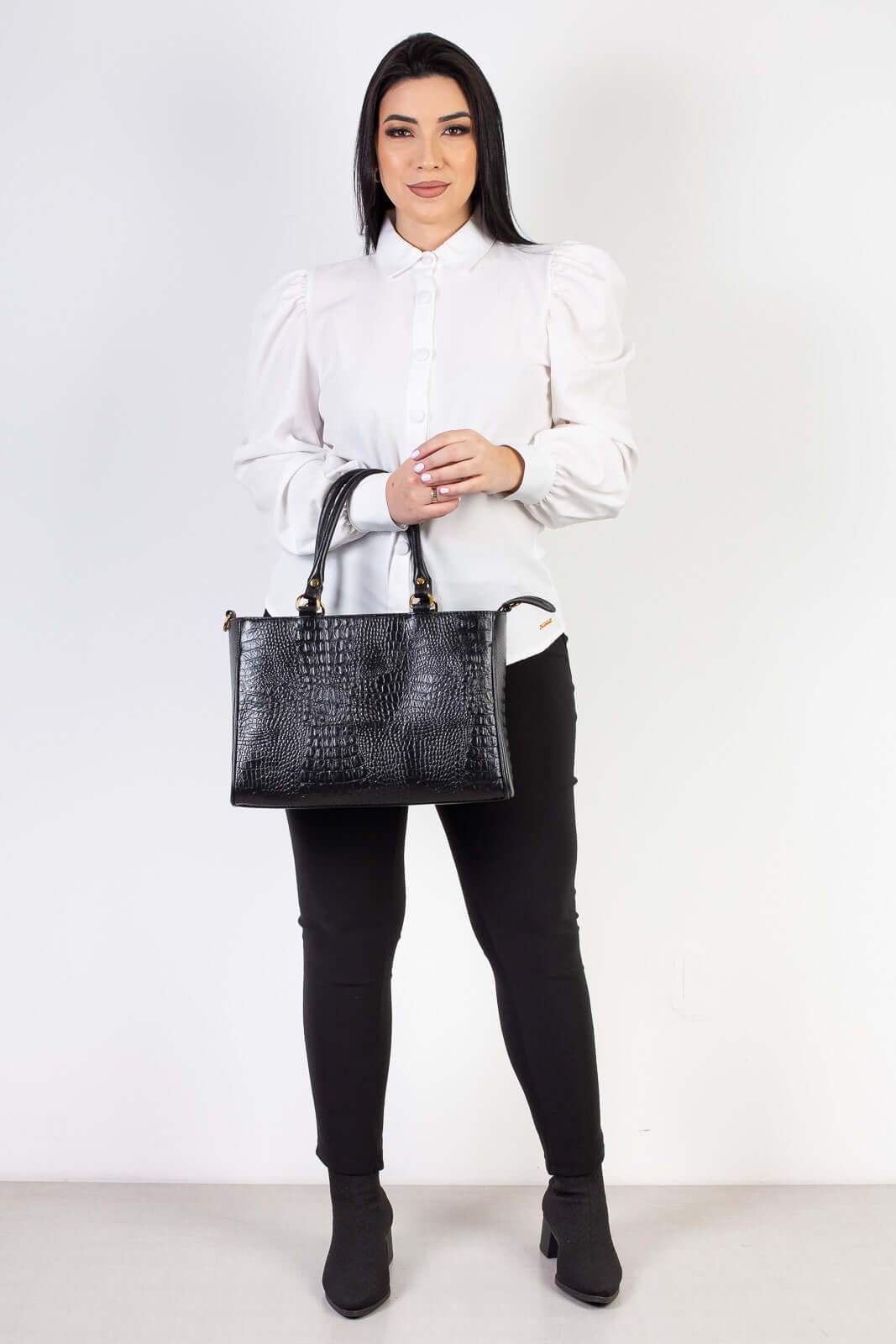 Bolsa feminina de couro croco Eliza - Enluaze