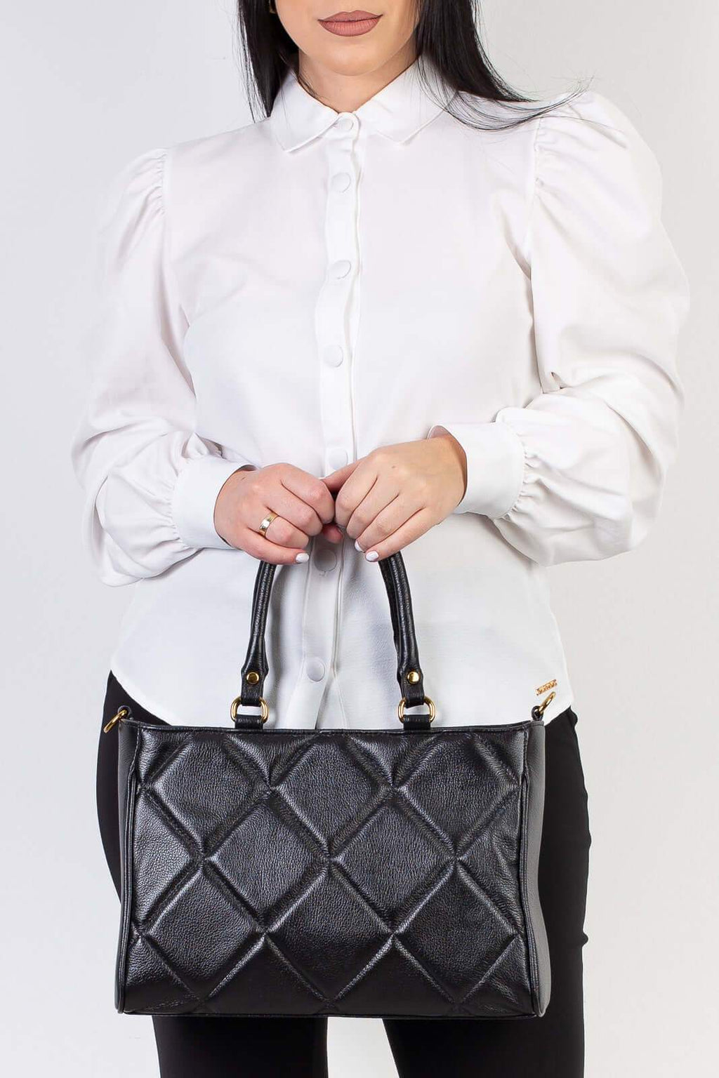 Bolsa feminina de couro liso Eliza - Enluaze