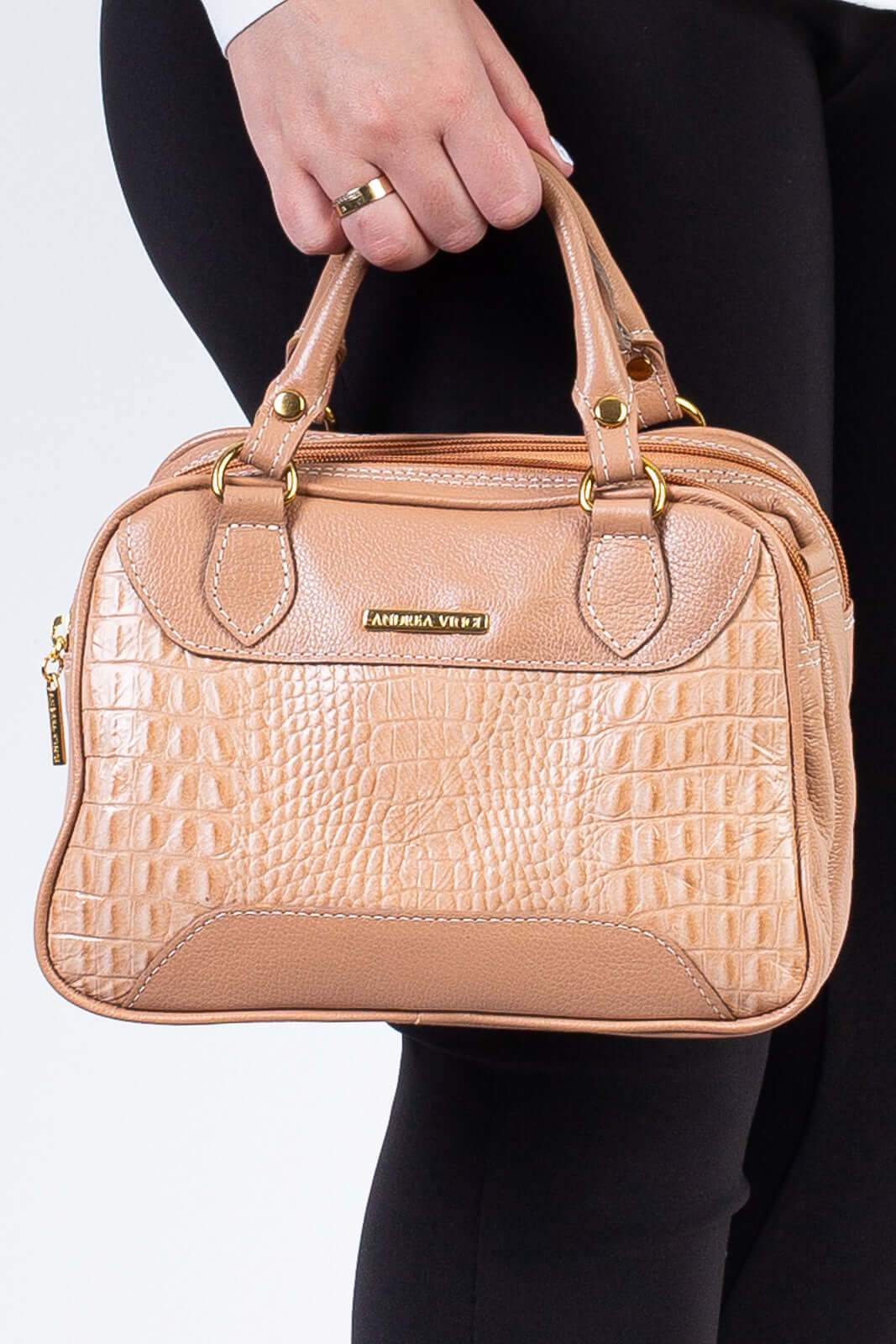 Bolsa pequena de couro croco Olívia - Enluaze