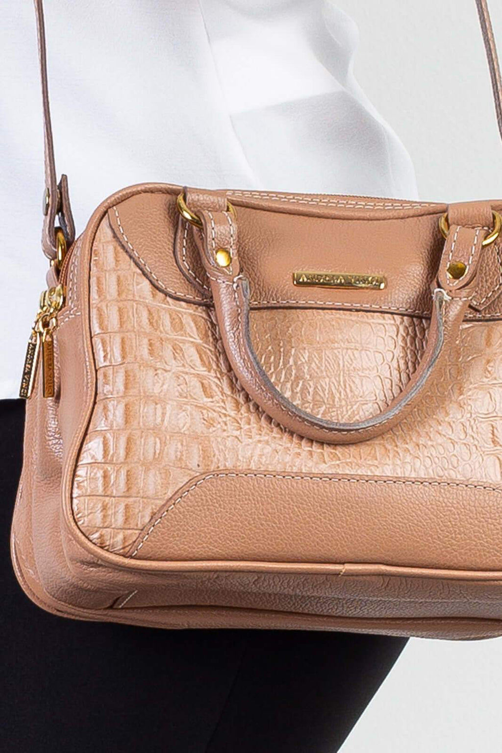 Bolsa pequena de couro croco Olívia - Enluaze