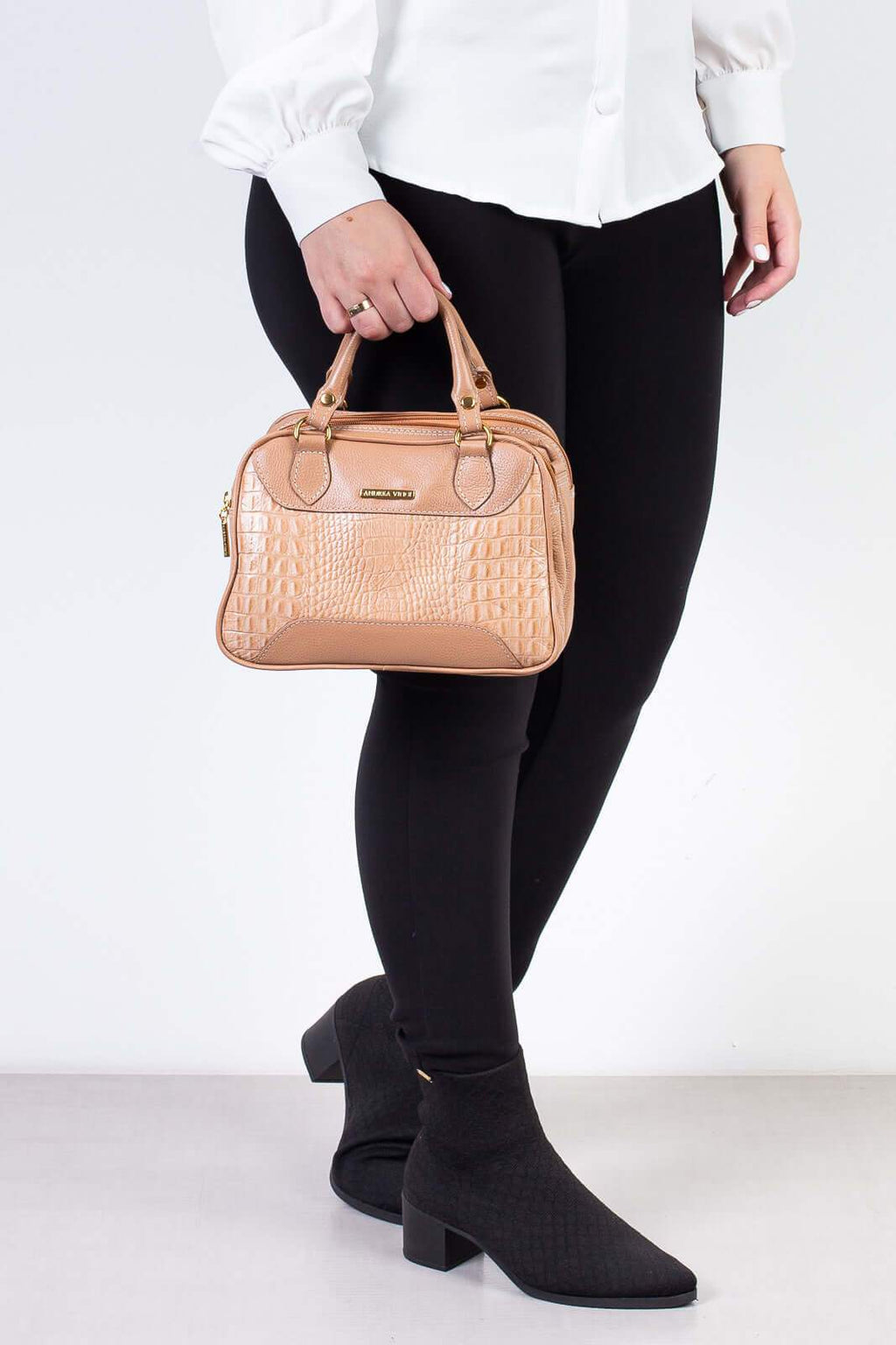 Bolsa pequena de couro croco Olívia - Enluaze