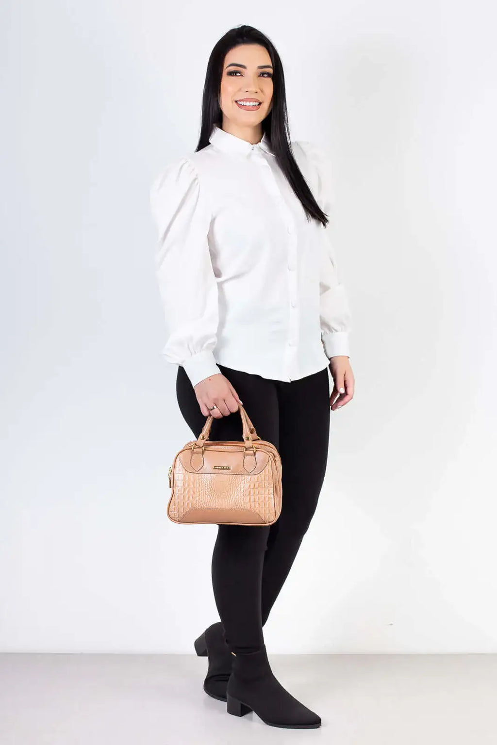 Bolsa pequena de couro croco Olívia - Enluaze