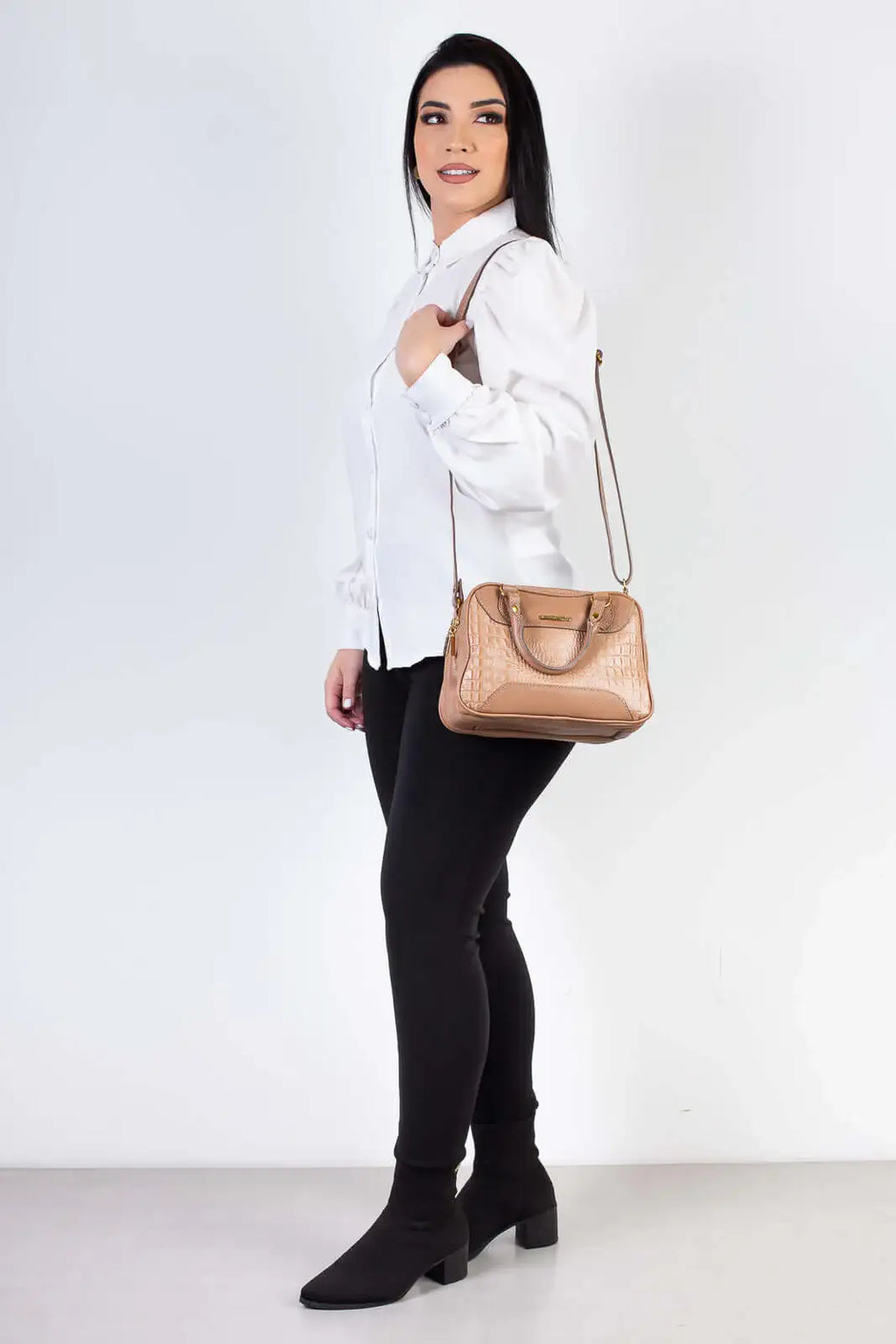 Bolsa pequena de couro croco Olívia - Enluaze