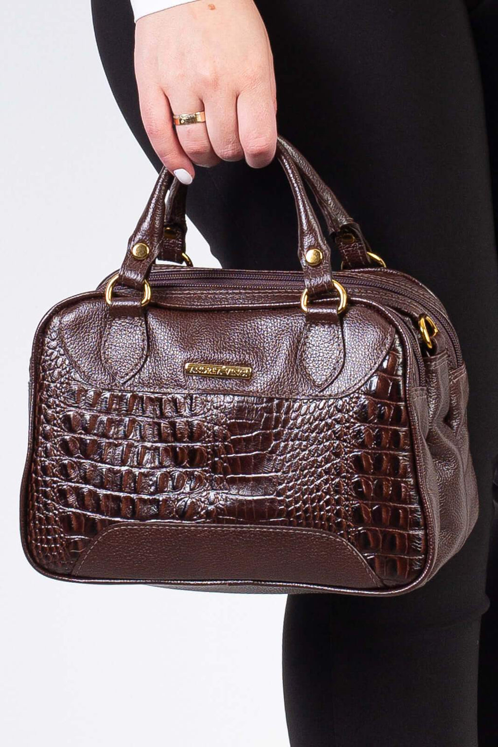 Bolsa pequena de couro croco Olívia - Enluaze