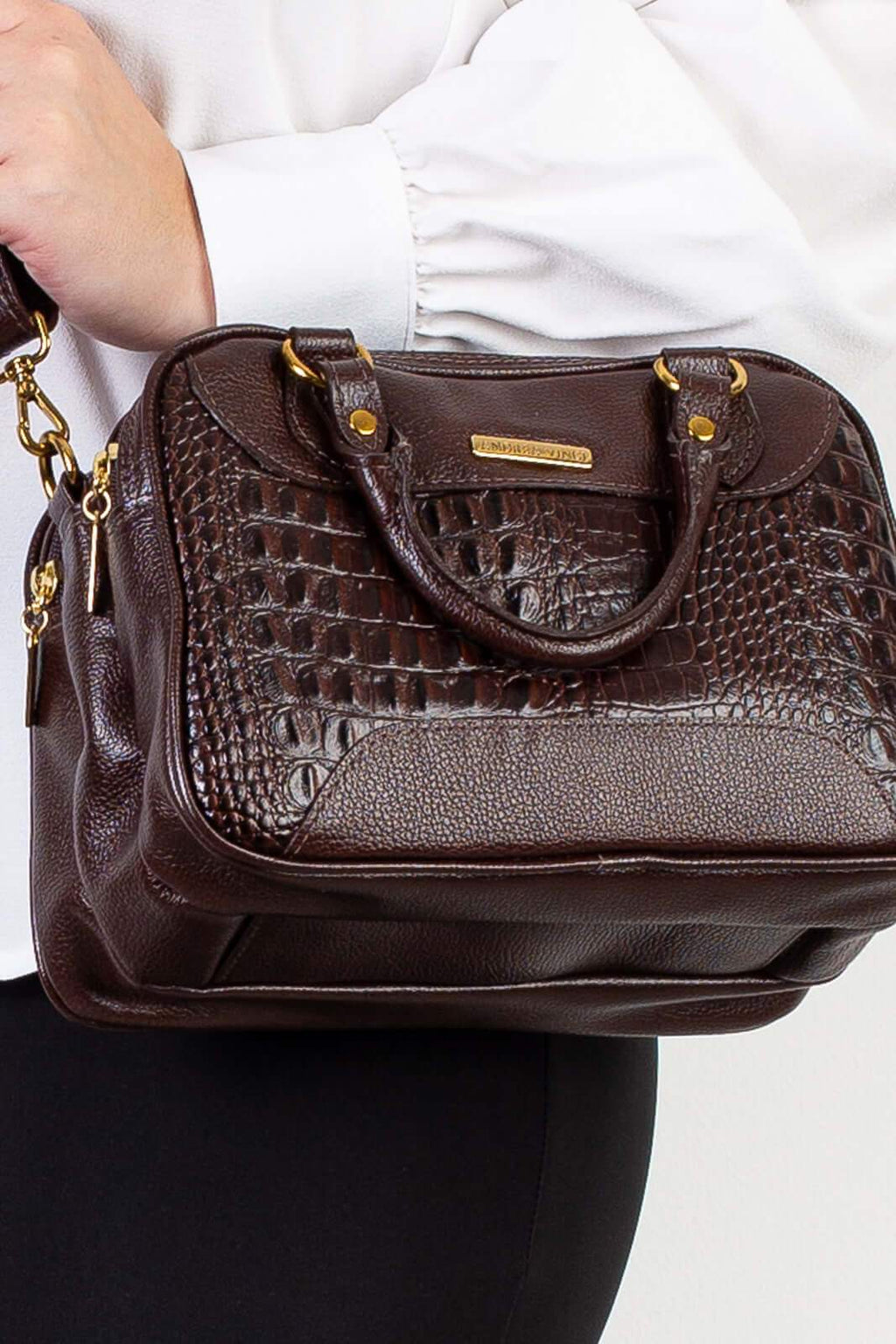 Bolsa pequena de couro croco Olívia - Enluaze