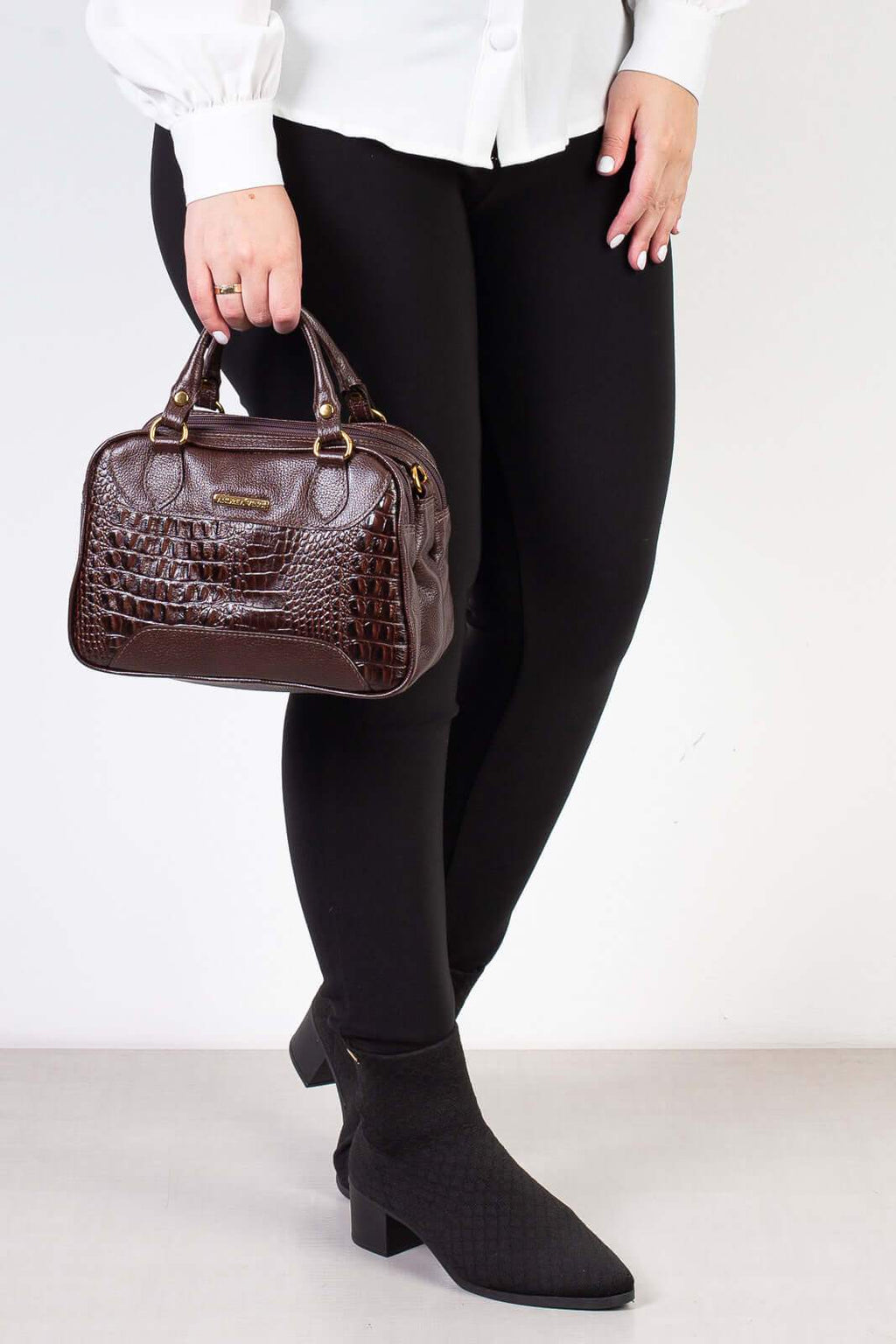 Bolsa pequena de couro croco Olívia - Enluaze