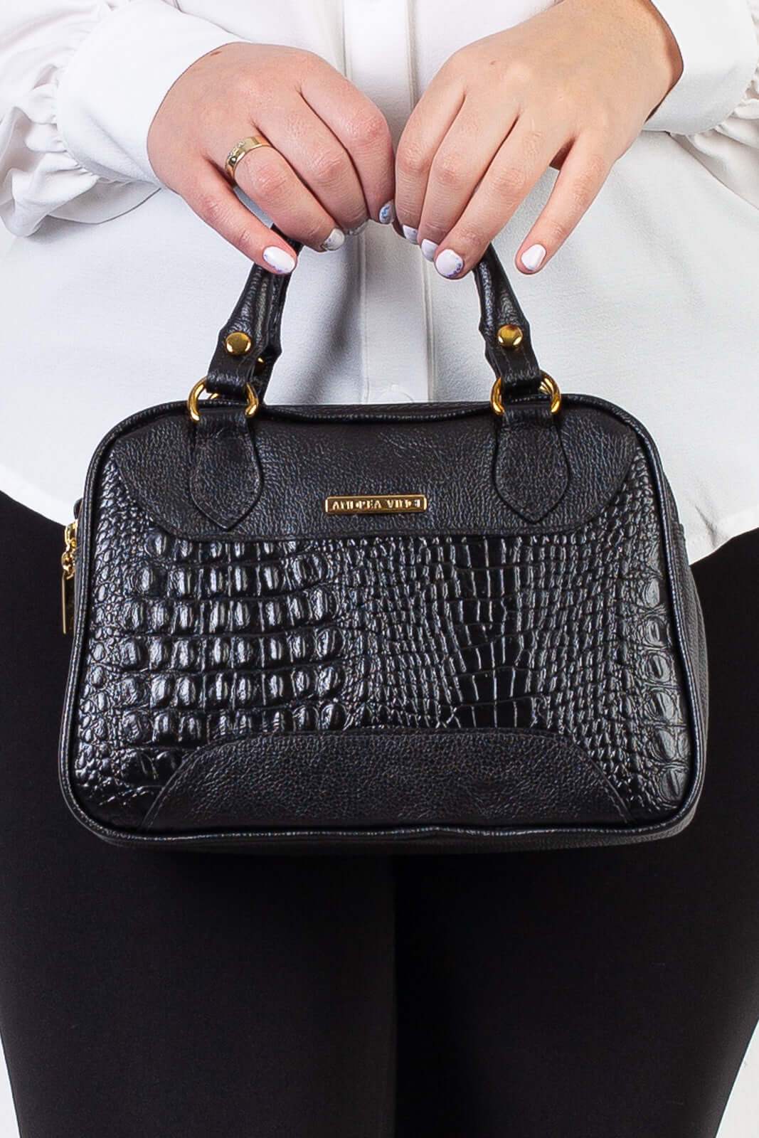 Bolsa pequena de couro croco Olívia - Enluaze