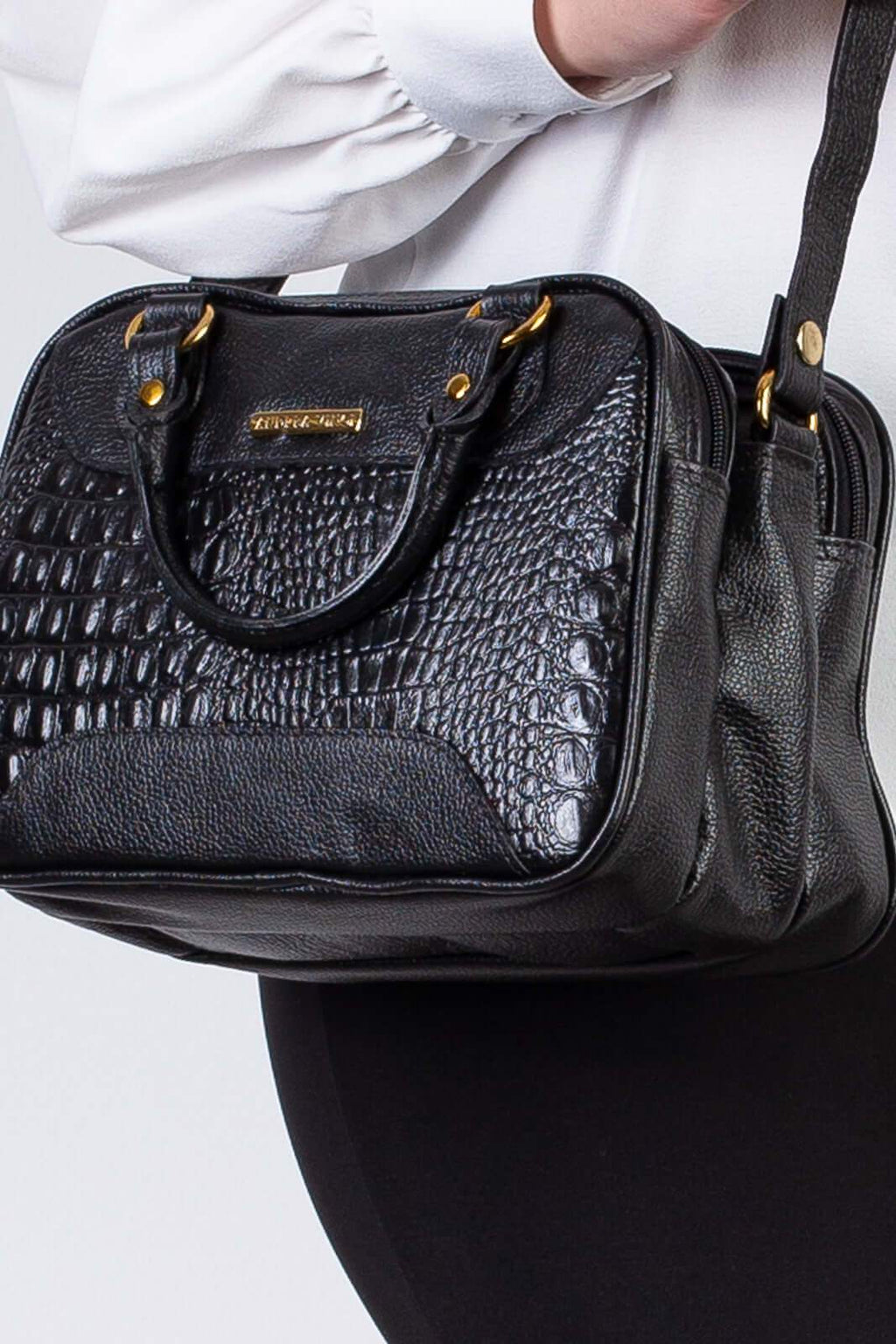 Bolsa pequena de couro croco Olívia - Enluaze