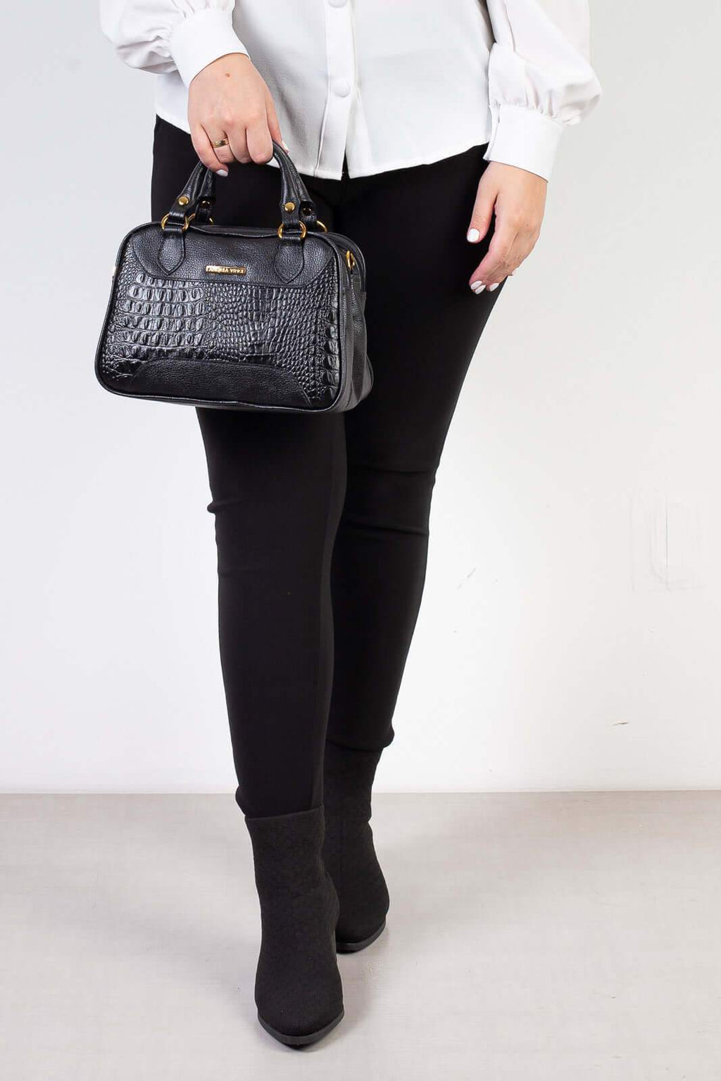 Bolsa pequena de couro croco Olívia - Enluaze