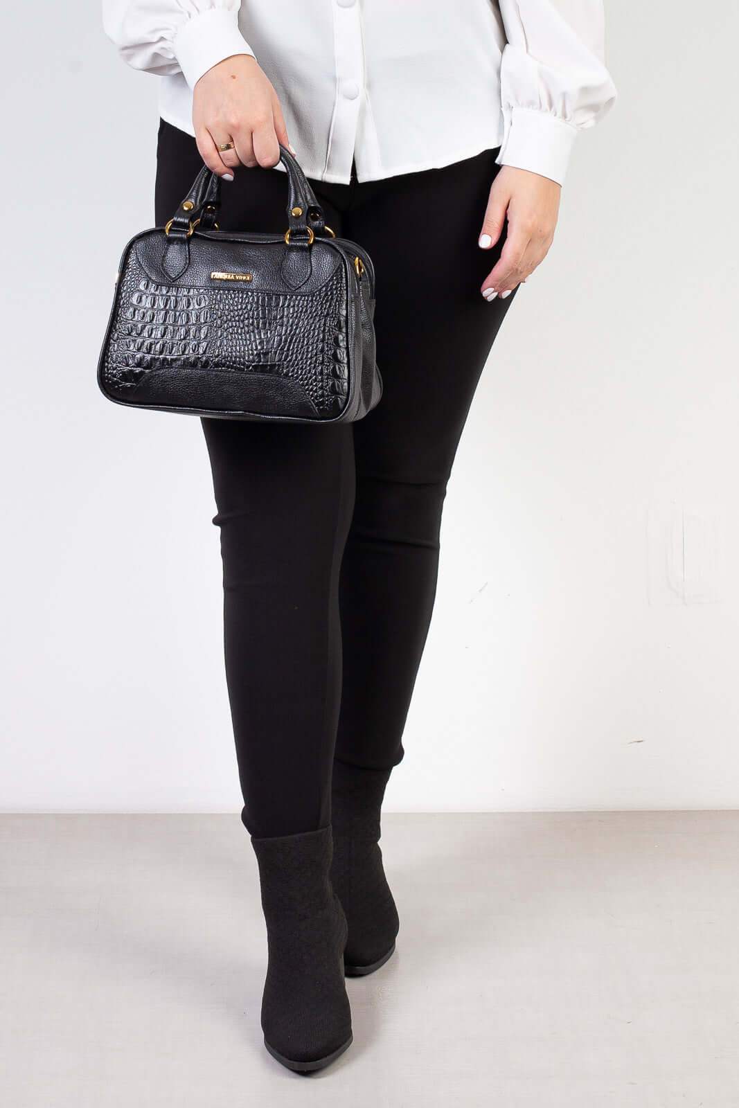 Bolsa pequena de couro croco Olívia - Enluaze