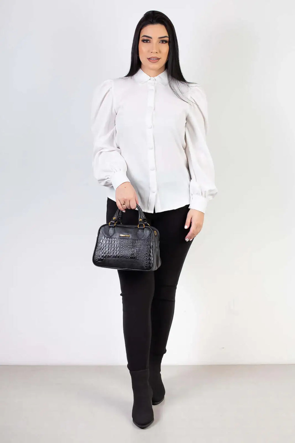 Bolsa pequena de couro croco Olívia - Enluaze