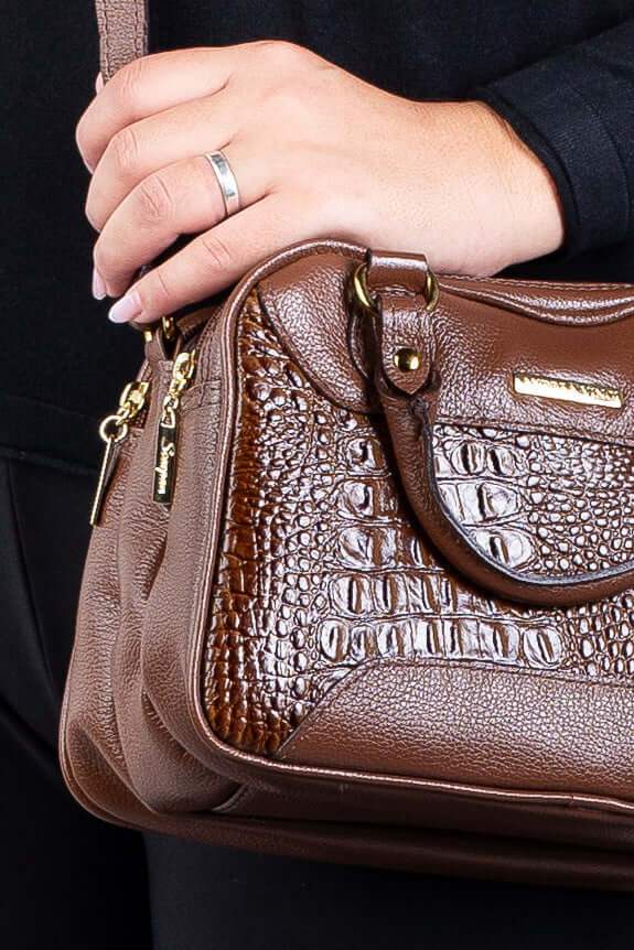 Bolsa pequena de couro croco Olívia - Enluaze