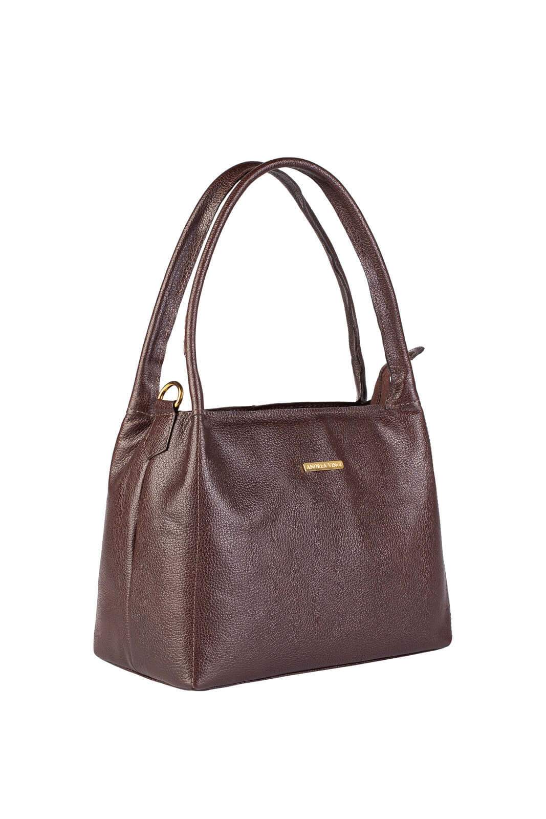 Bolsa básica de ombro em couro liso Maria - Enluaze