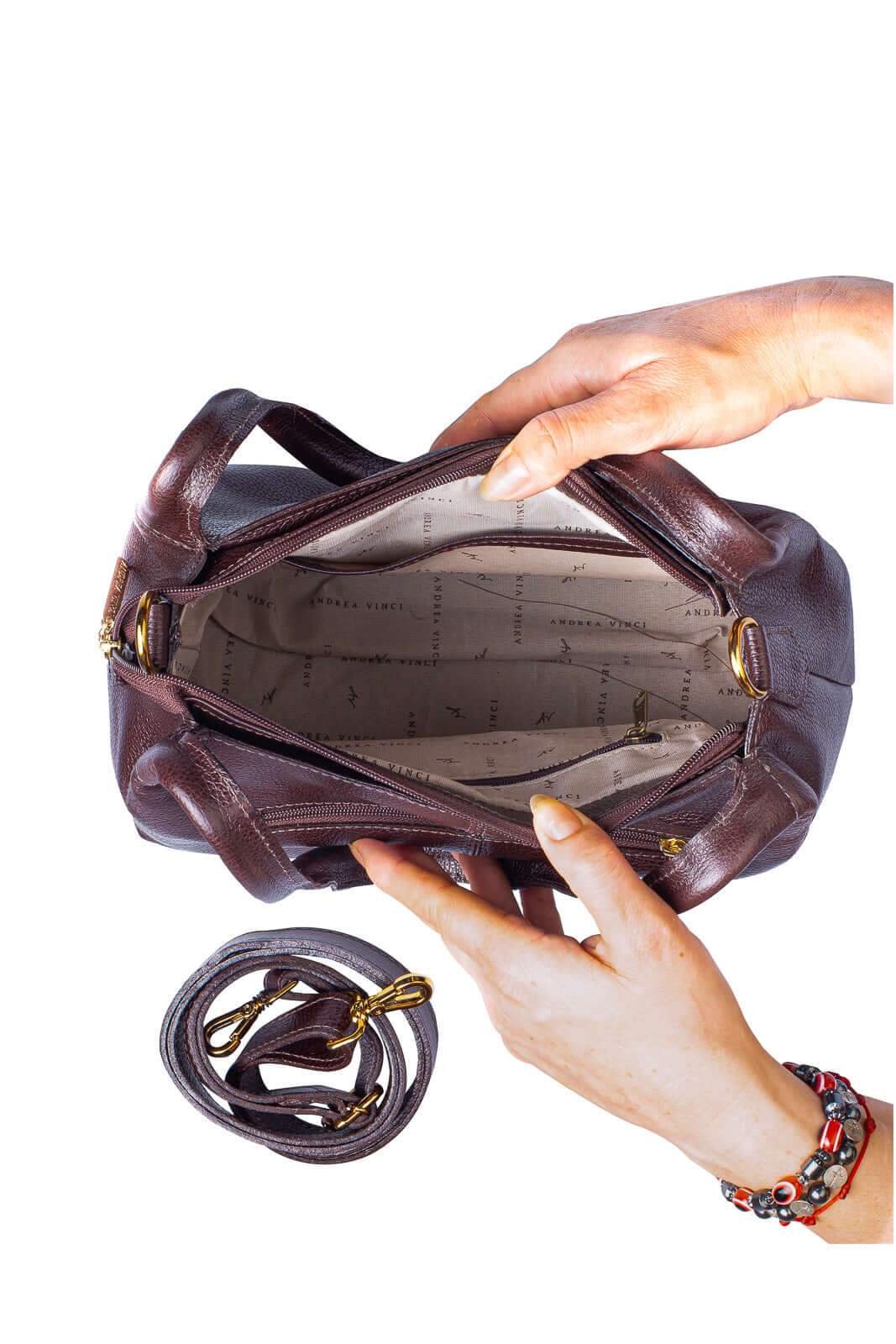 Bolsa básica de ombro em couro liso Maria - Enluaze