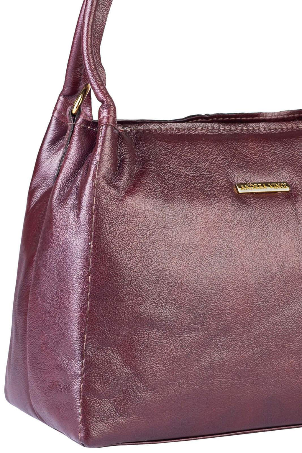 Bolsa básica de ombro em couro liso Maria - Enluaze